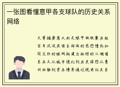 一张图看懂意甲各支球队的历史关系网络